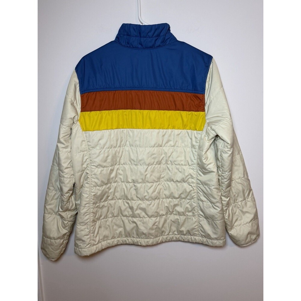 LL Bean Jacket Women’s Large Cream Mountain Classic Puffer Block Striped - Picture 2 of 15